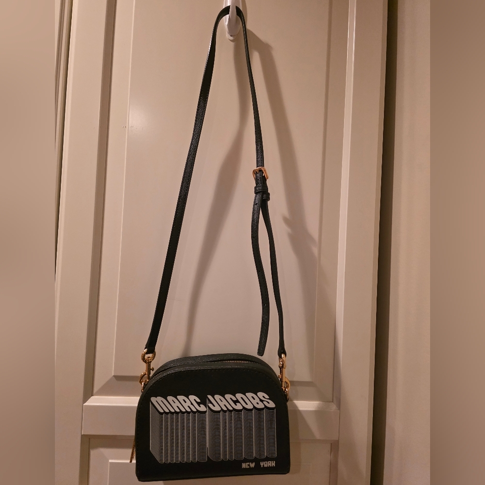 Marc Jacobs Black Crossbody Camera Bag with Optical Logo